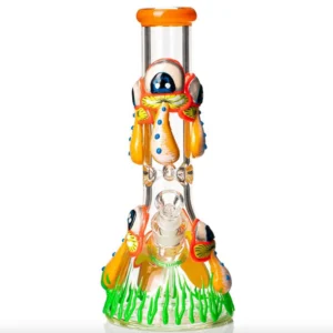 Glow In the Dark Mushroom Art Beaker Water Pipe