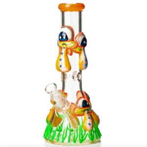 Glow In the Dark Mushroom Art Beaker Water Pipe